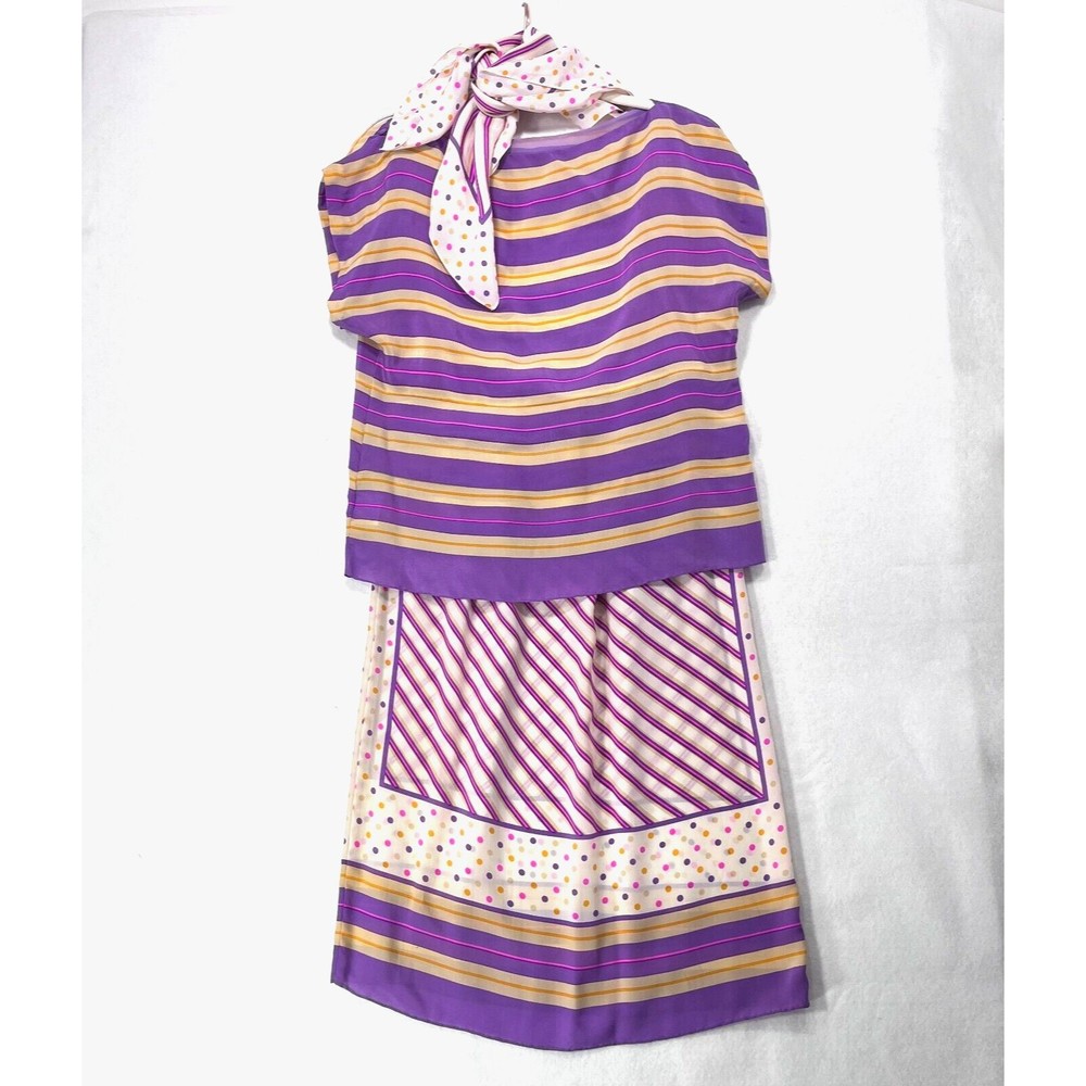 Chic Striped Midi Dress in Purple and Gold